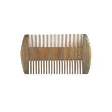 FQ marque en gros bois de santal peigne barbe logo personnalisé deux dents de côté barbe peigne peigne de barbe portable